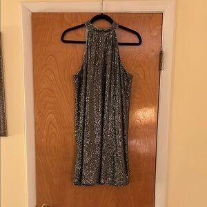 LOFT Silver Sleeveless Backless Dress